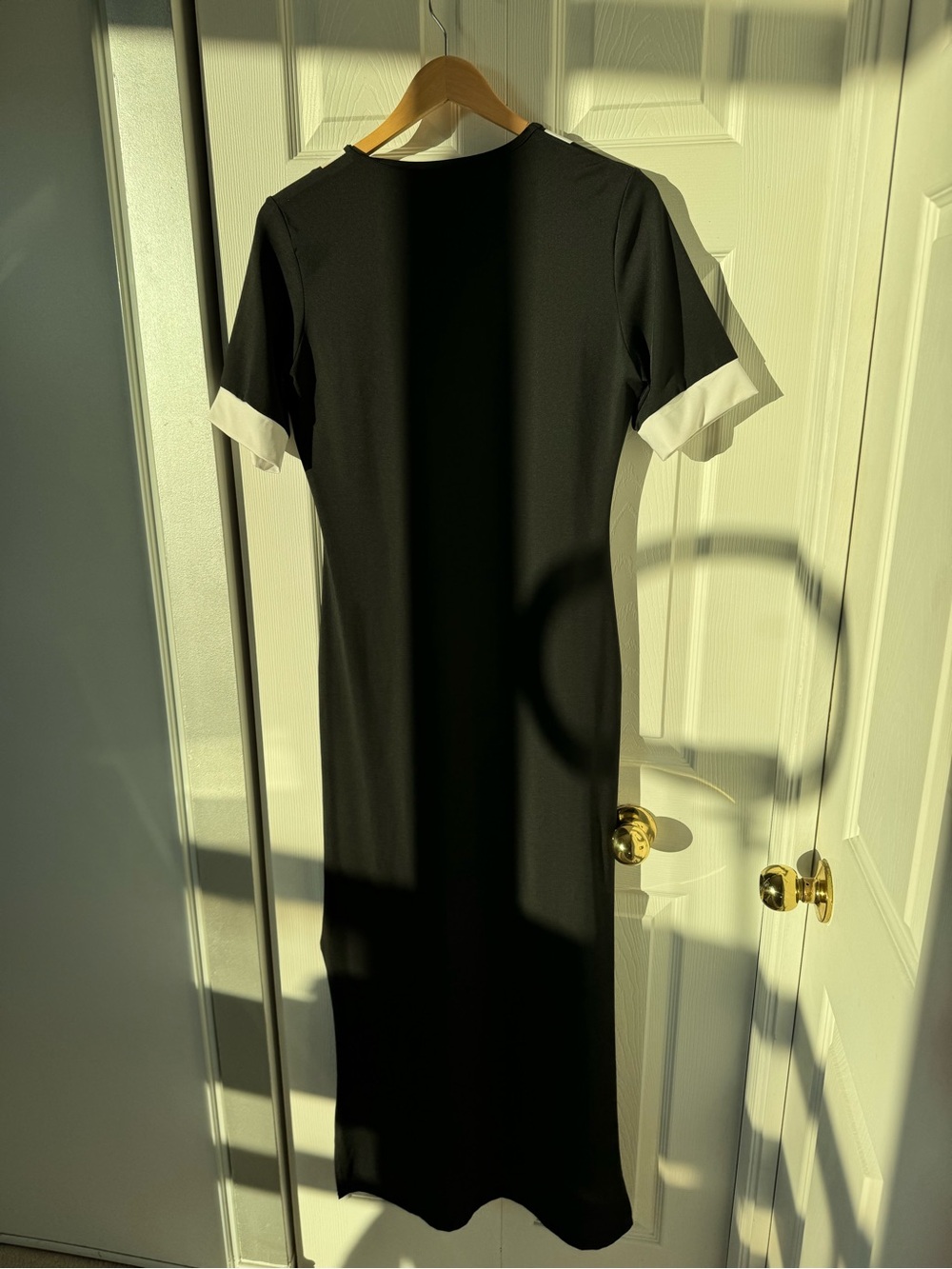 Black & White V-Neck Sporty Maxi Dress size XL sexy slit - Picture 7 of 15
